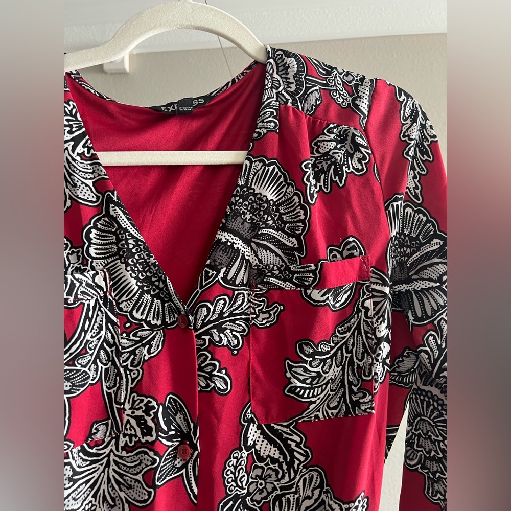 Express Red and Black Floral Maxi Dress